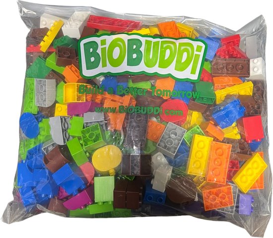 BiOBUDDi Bio BIG Bag – mix van 250 speelgoedstenen - 2,3 Kg compatible met oa DUPLO