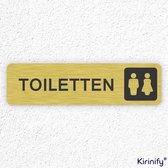 Kirinify - WC Bordje 15 x 4 cm - Toiletten man vrouw - Zelfklevend goud toilet bordje - Gegraveerd
