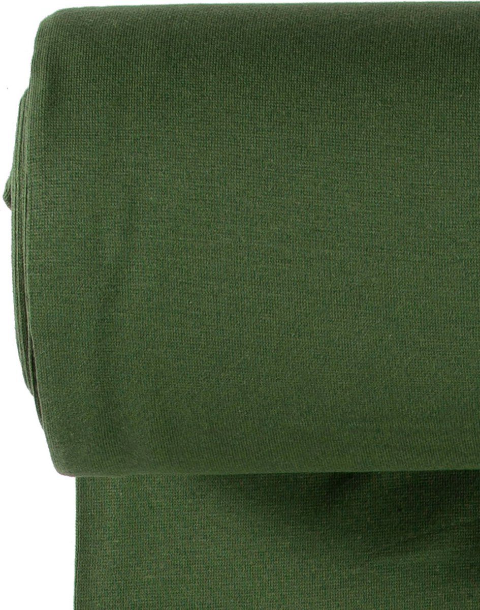 Boordstof Uni Rondgebreid 35 cm per Meter – Donker Groen – Elastische Boordstof voor Mouwen, Hals & Taille