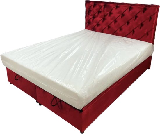 Boxspringset - 90x200 - Rood - Eénpersoons