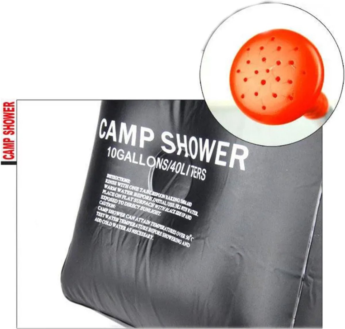 Camping Douchetas 40L – Zonne-energie, PVC, Met Douchekop, Draagbaar, Voor Kamperen, Wandelen En Strand