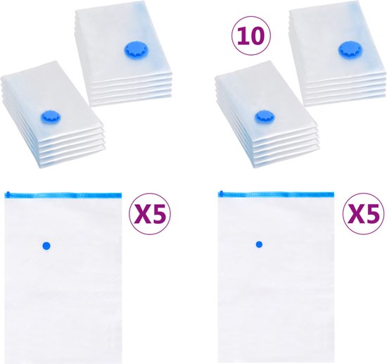 vidaXL Vacuümopbergzakken 20 stuks 120x70 cm Vacuümpomp - Vacuümzakken