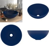 vidaXL Wastafel rond 32-5x14 cm keramiek mat donkerblauw - Luxe Wasbak - Luxe Wasbakken - Keramische Wastafel - Keramische Wastafels