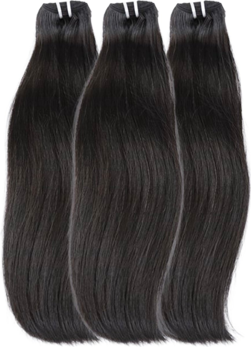 The Hair Studio - Straight Weave Bundle 18'' - 1 Bundle 100 Gram - Weft Hair - 100% Raw Virgin Hair Human Hair - Double Drawn - Haarverlenging