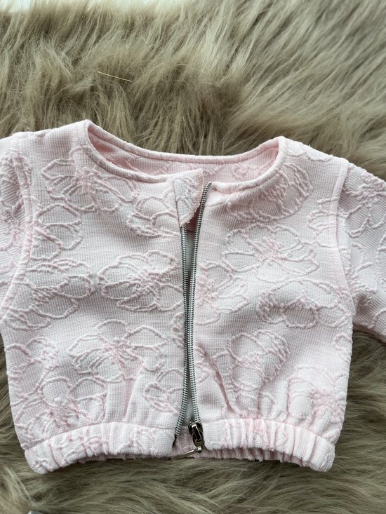 luxe meisjesset - 4 delige babyset - vest, shirt, tulle broekrokje en tasje- kraamcadeau- geschenkset - babyshower -roze kleur-bloemetjes motief-gevoelige huid- 100 % katoen- 6 tem 9 maanden van LUXE. — afbeelding 2