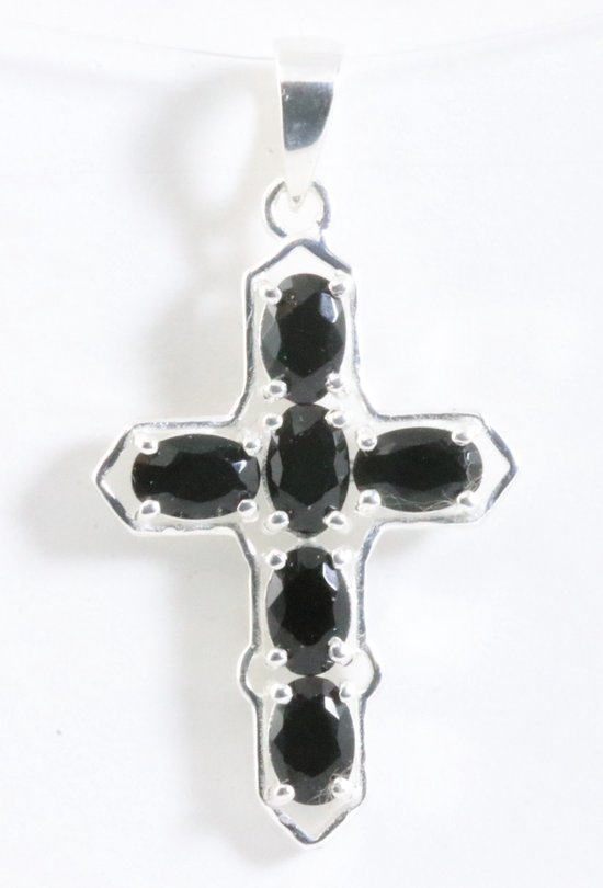 Pendentif croix en argent avec onyx