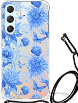 Case voor Geschikt voor Samsung Galaxy S23 FE Flowers Blue