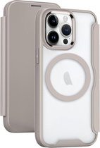 Portemonnee Hoesje Geschikt voor Apple iPhone 15 Pro Max | Compatibel met MagSafe | Wallet Book Case met Magneet | Beschermhoes met Pasjeshouder | Khaki