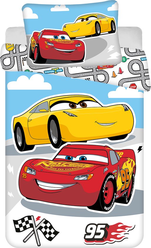 Foto: Disney cars baby dekbedovertrek road 135 x 100 cm katoen