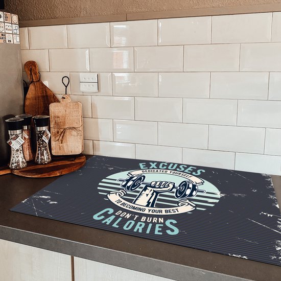 KitchenYeah® Inductie beschermer 81.2x52 cm - Gewichten - Sport - Retro - Kookplaataccessoires - Afdekplaat voor kookplaat - Inductiebeschermer - Inductiemat - Inductieplaat mat
