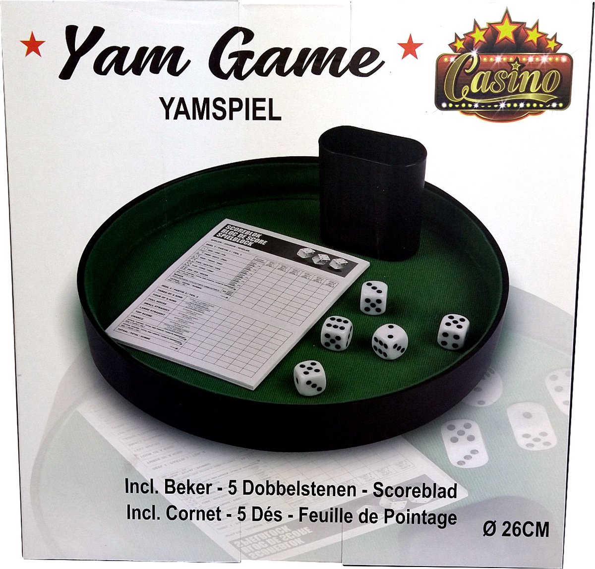 Yam Spel 5 dobbelstenen beker scoreblad