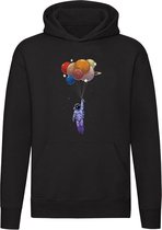 Astronaut zwevend met ballon planeet Hoodie - ruimte - sterren - ruimtevaart - maan - space - unisex - trui - sweater - capuchon