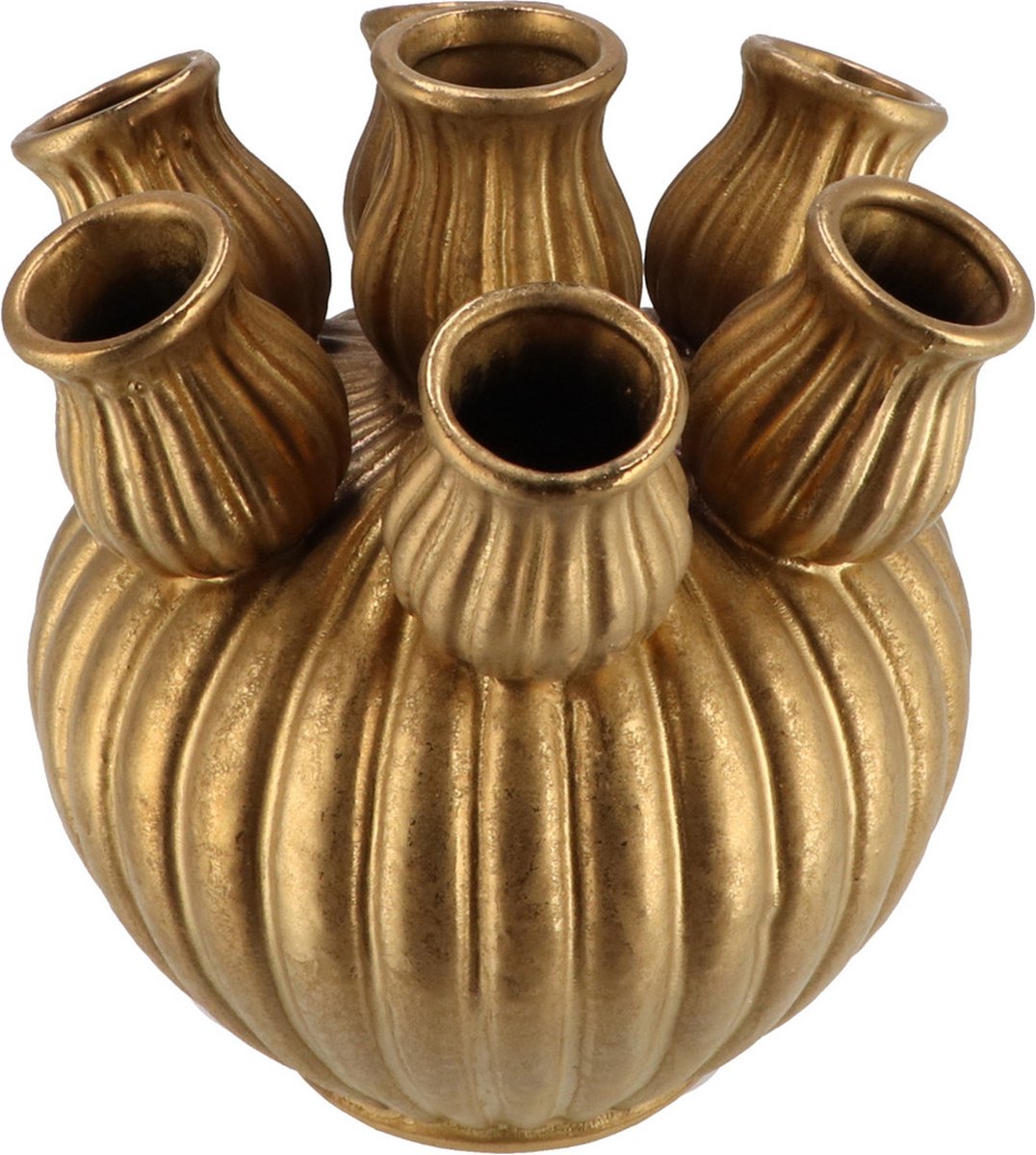 DK design Bloemenvaas Amsterdam - middel - vaas voor tulpen - goud - 18 x 17 cm - toetervaas Goudkleurig