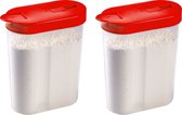 Plasticforte Voedselcontainer strooibus - 5x - rood - inhoud 1 liter - kunststof - 15 x 7 x 19 cm