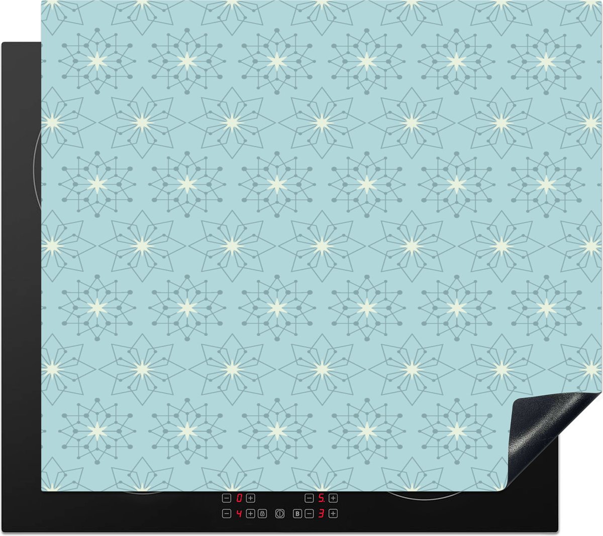 KitchenYeah® Inductie beschermer 58.3x51.3 cm - Sneeuwvlokken - Winter - Design - Sterren - Kookplaataccessoires - Afdekplaat voor kookplaat - Inductiebeschermer - Inductiemat - Inductieplaat mat