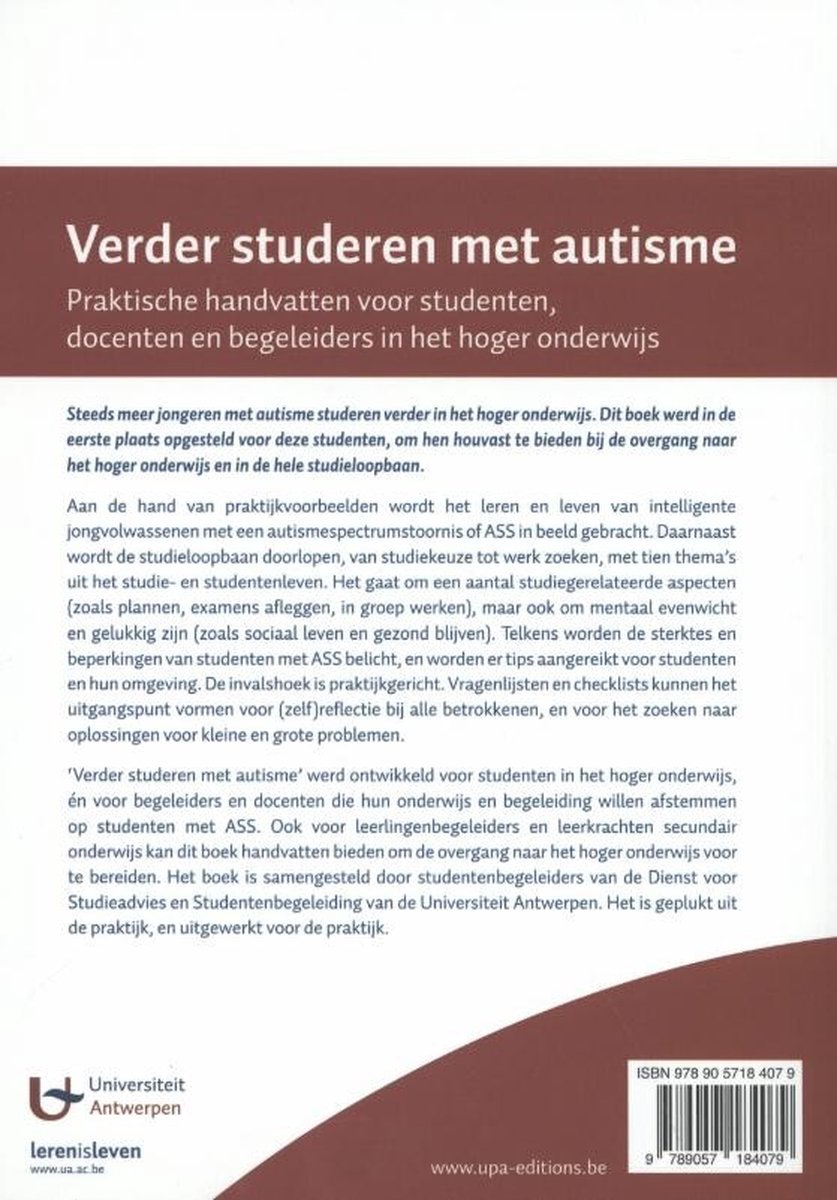 Verder studeren met autisme - back cover