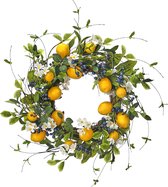 Viv! Home Luxuries Couronne de fruits - Citrons aux myrtilles et fleur - bleu jaune blanc vert - 60cm Plastique / jaune