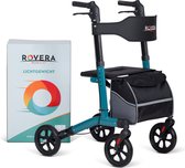 Rovera Mobility® Easy Lichtgewicht Rollator - Lichtgewicht en Opvouwbaar - Kwaliteitsrollator - Incl. Luxe, Stijlvolle Rollatortas en Brede Gewatteerde Rugsteun en Zitting - Binnen en Buiten - Rovera Groen