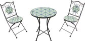 AXI Amélie 3-piece Chaise Bistrot Exterieur Mosaique Bleu/Jaune - Style Sicilien - Structure en métal avec carreaux de céramique - Table Bistrot Extérieur 2 chaises et table.