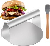 Burger Press 5,5-inch ronde roestvrijstalen Burger Smasher met bakborstels, Heavy Duty Chopper, Burger Press, Antiaanbaklaag, Spek, Rundvlees, Biefstuk, Patty Burger Maker voor grillen