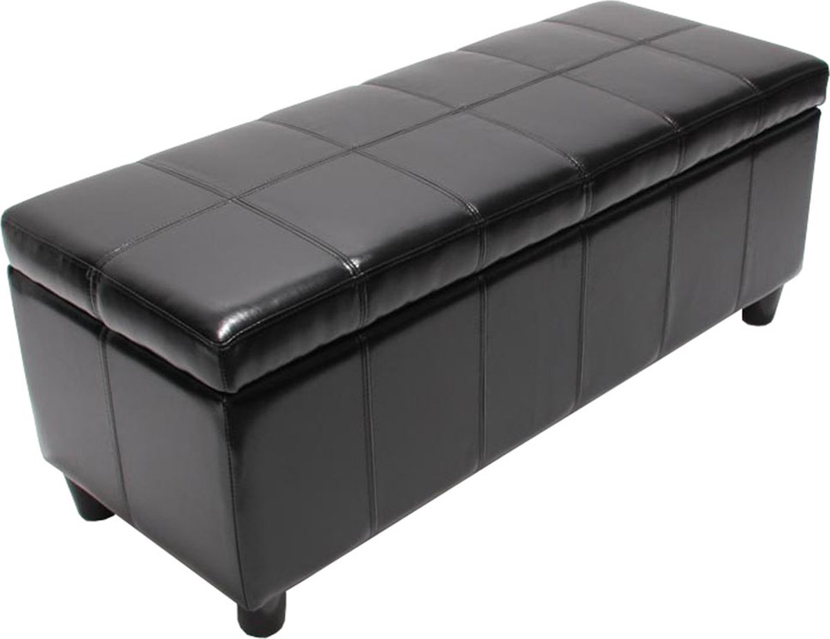Cosmo Casa Bankje met Opbergvak - Leer Deksel - Imitatieleer - 112x45x45cm - Zwart