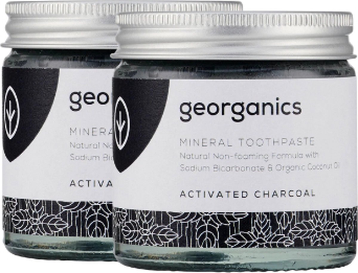 Goedkoopste Georganics Minerale Tandpasta - Actieve Houtskool - 2 Stuks - Natuurlijke Whitening - Vegan - Zonder Fluoride