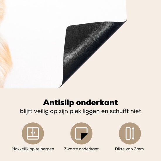 KitchenYeah® Inductie beschermer 81.6x52.7 cm - Corgi met halsband op witte achtergrond - Kookplaataccessoires - Afdekplaat voor kookplaat - Inductiebeschermer - Inductiemat - Inductieplaat mat