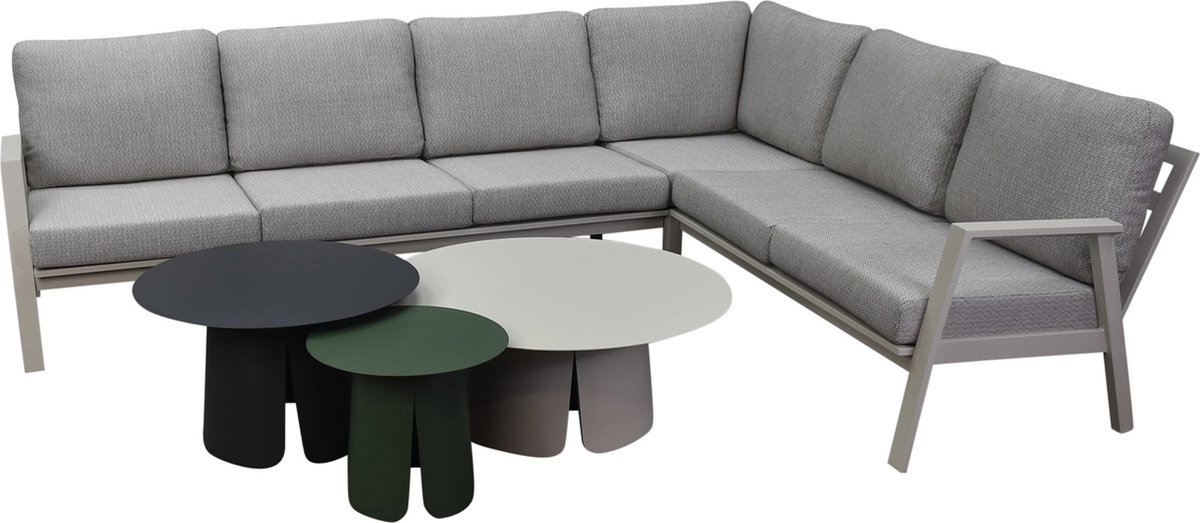 Barolo hoek loungeset 6 delig aluminium latte zand