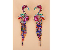 Oorbellen flamingo met strass