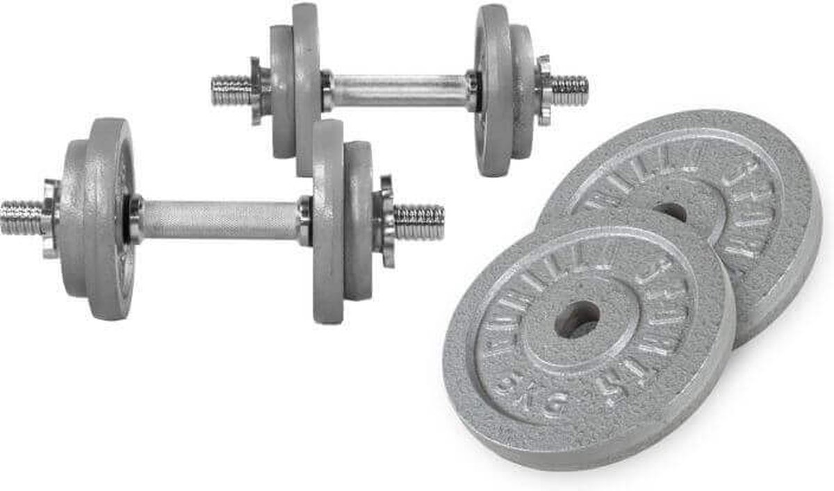 Gorilla Sports Set Dumbells 30 kg - Halterset - Gietijzer - 30 mm - Dumbbell