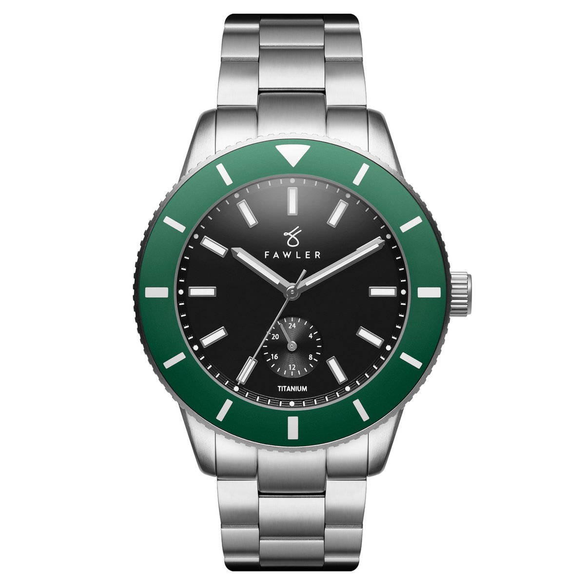 Fawler Makalu Groen Geborsteld Titanium Duik Horloge voor Mannen