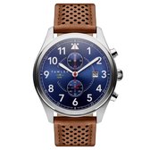 Fawler Fraser zilverkleurig en blauw pilotenhorloge met chronograaf voor heren