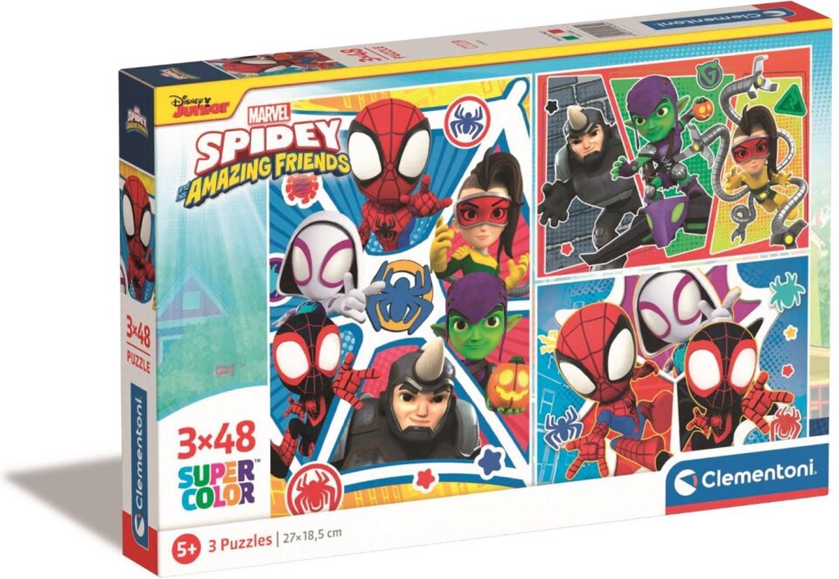 Clementoni Kinderpuzzels - Spidey & His Amazing Friends 3 Puzzels van 48 Stukjes Puzzel 4+ jaar - 25282