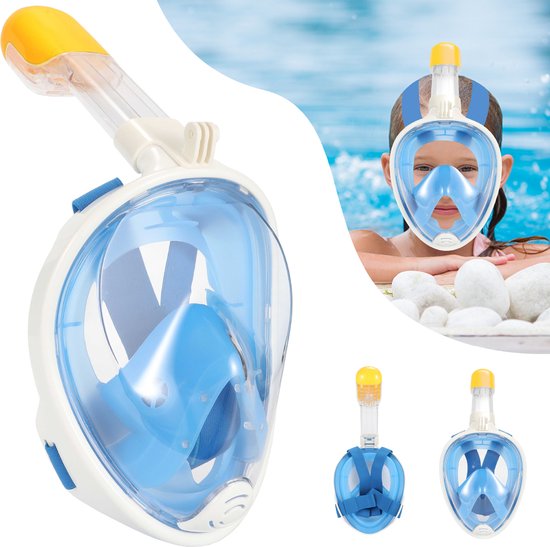 Gadgy Snorkelmasker voor kinderen - Snorkelset Blauw - Full Face Duikmasker Kind - Duikbril met Snorkel - Snorkelen en duiken in 2024
