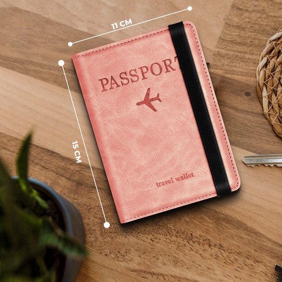 Étui à passeport - Porte-passeport - Couverture de passeport - RFID - Simili cuir - Rose