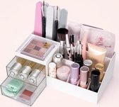 Make-up organizer, cosmetische organizer met kleine lades, witte make-up opbergborstel voor kaptafel, badkamer, bureau