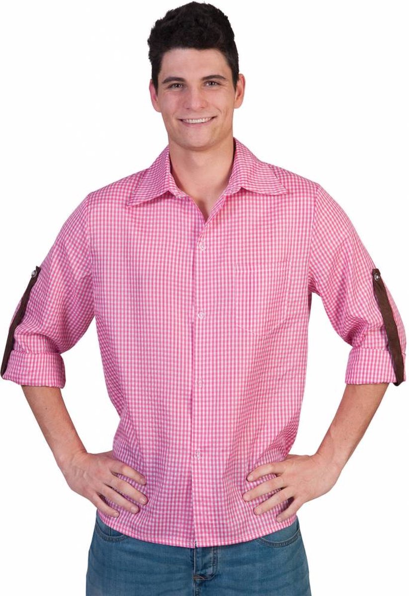 Tiroler blouse roze/wit - Maat 52/54