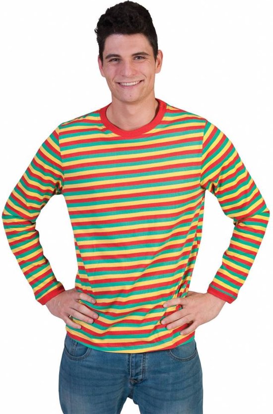 Gestreept Shirt rood geel groen Maat M bol