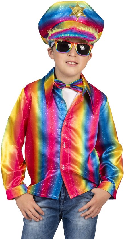 Retro Disco Shirt Rainbow Kind - Maat 164