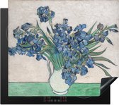 KitchenYeah® Inductie beschermer 60x52 cm - Vaas met Irissen - Vincent van Gogh - Kookplaataccessoires - Afdekplaat voor kookplaat - Inductiebeschermer - Inductiemat - Inductieplaat mat