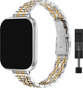 Innerlight® Narrow+ - Zilver/Goud - 42/44/45/49mm - Metalen bandje geschikt voor Apple Watch - Schakel Armband RVS - Stainless Steel Watch Band - Roestvrijstaal - Horlogeband - Geschikt als Apple watch bandje voor Series 1/2/3/4/5/6/SE/7/8/9/SE/Ultra