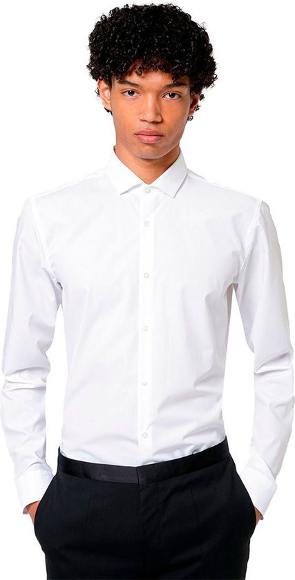 HUGO Erondo slim fit overhemd - popeline - wit - Strijkvriendelijk - Boordmaat: