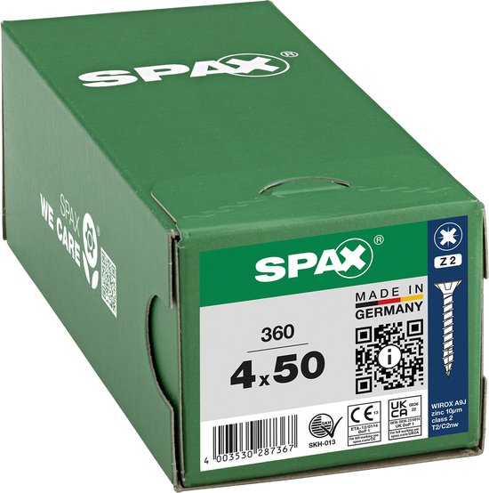 Vis universelle, 4 x 50 mm, 360 pièces, Filetage complet, Tête fraisée, Phillips Z2, 4CUT, WIROX - 8000000287367