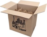 Ace Verpakkingen - Wijndoos - Flessendoos - 12 Flessen per doos - Verhuisdozen - Verhuisdoos - Vakverdeling voor Flessen - Veilig vervoeren van glazen flessen - Ideaal voor Verhuizen/Transport - 1 stuk