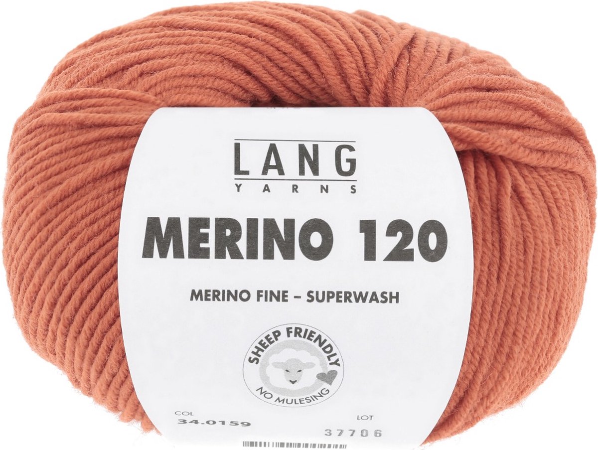 Lang Yarns Merino 120 - 159 mandarijn oranje - Merinowol Garen