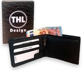 THL Design - Portemonnee Heren - Leren Billfold - Geschenkdoos - Mannen Cadeautjes - Nappa Leer Zwart