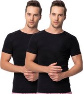 2 Pack Duurzaam T-shirt - 100% Katoen - Zwart - Maat XL