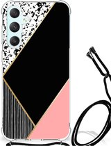Smartphone hoesje Geschikt voor Samsung Galaxy S23 FE TPU Silicone Hoesje met transparante rand Black Pink Shapes