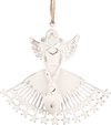 Clayre & Eef Ornement de Noël Ange 12 cm Blanc Fer Décoration pendentif