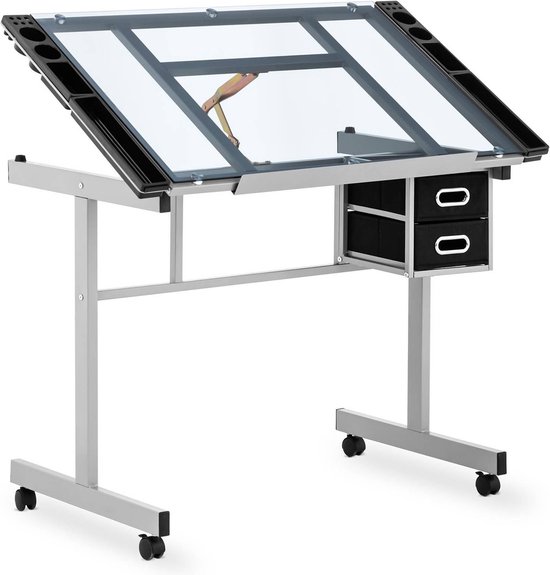 Table à dessin Fromm & Starck - 104 x 60 cm - inclinable et réglable en hauteur - plateau en verre